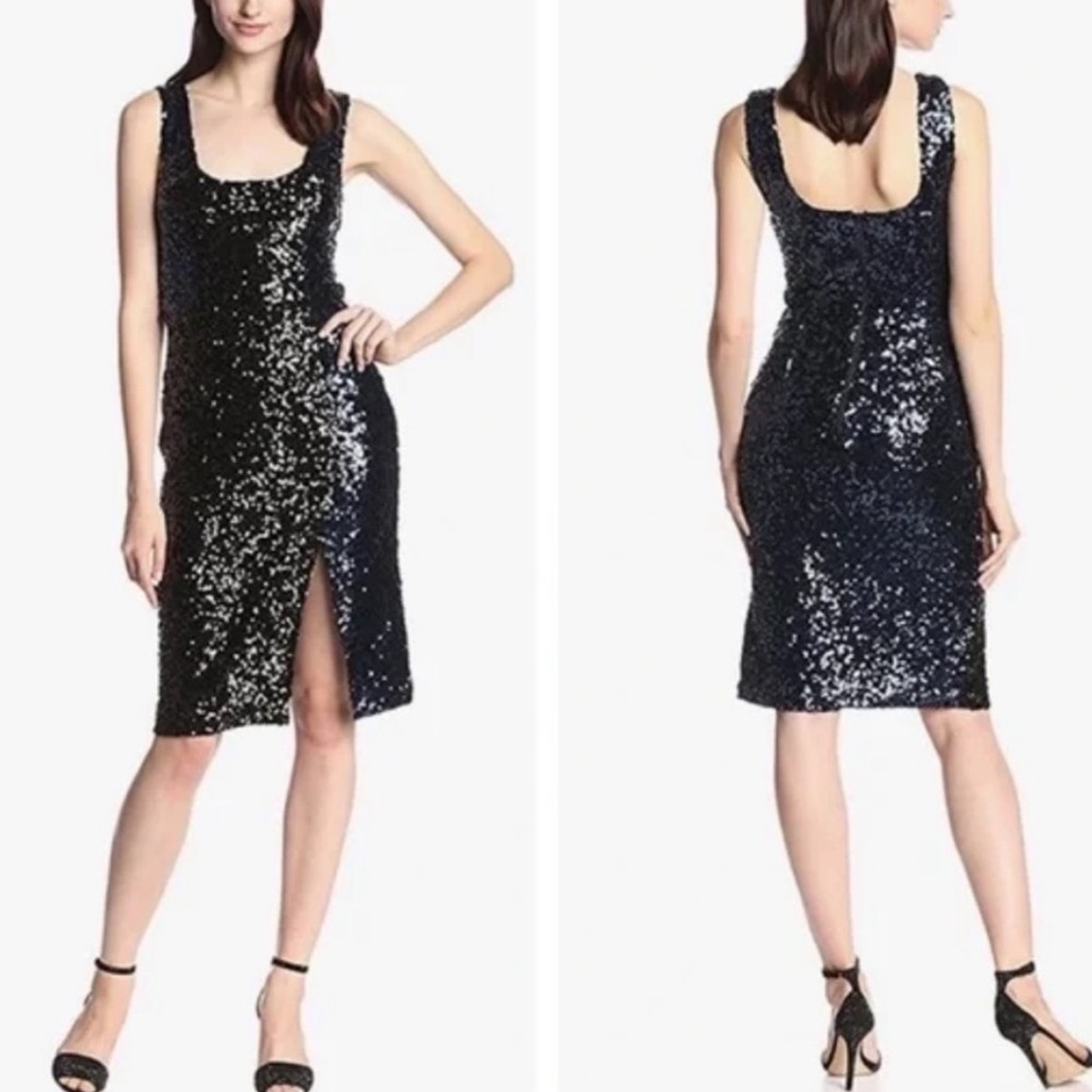 French Connection NWT Hologram Cosmic Sparkle Black Sequin Dress Size 6
